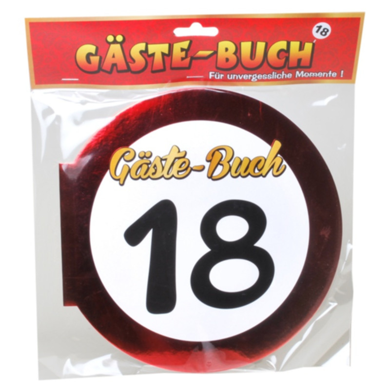 Udo Schmidt Gäste Buch 18 rund Verkehrsschild aus Pappe originelles Gästebuch für den 18. Geburtstag